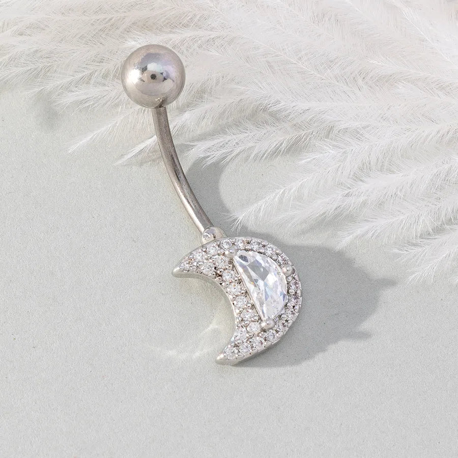 hip-hop geometric stainless steel silver plated zircon belly ring in bulk