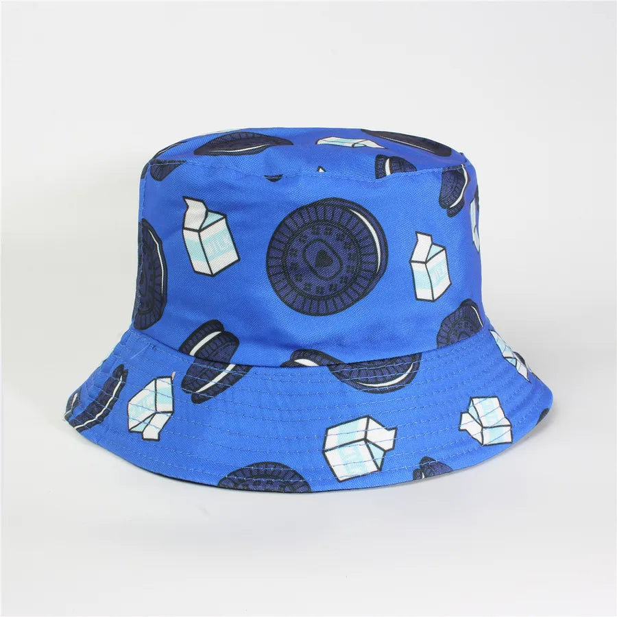 Double-Sided Fisherman Hat Women's Floral Print Sunshade Leaf Animal Cartoon Bucket Cap Spring Summer Elegant Casual Style