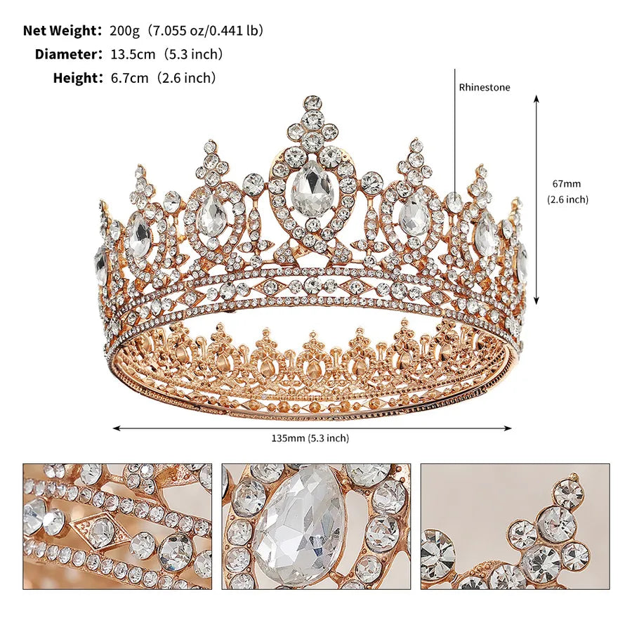 retro crown alloy inlay rhinestones crown 1 piece