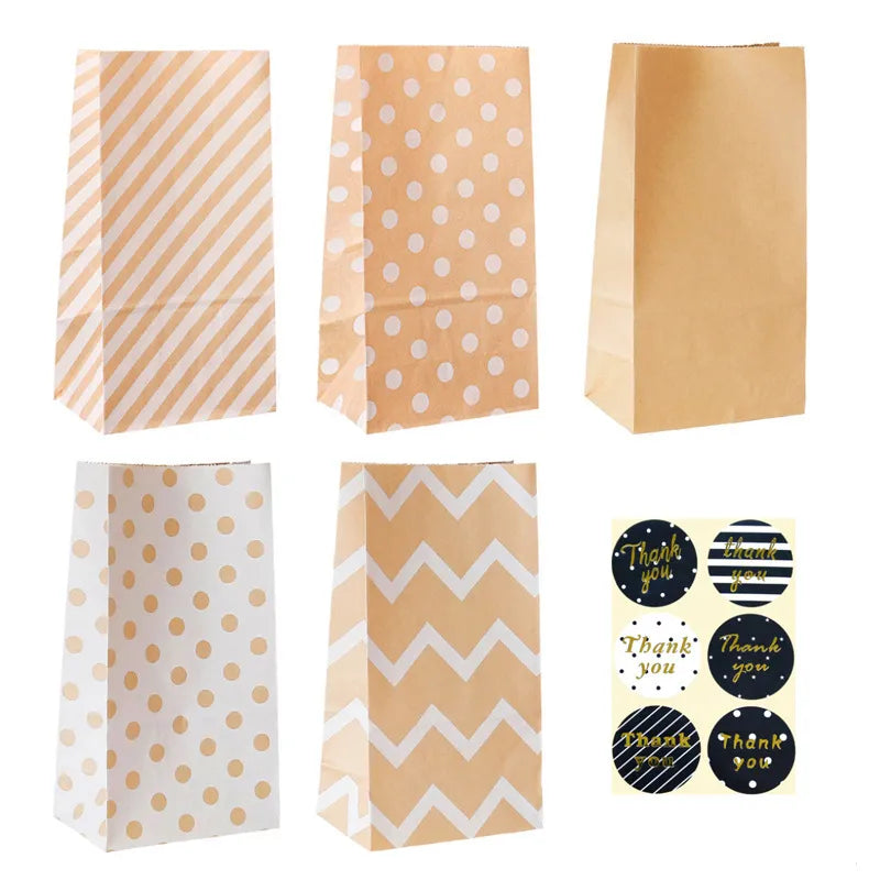 Simple Style Stripe Polka Dots Kraft Paper Daily Party Supplies Gift Wrapping Supplies 1 Set