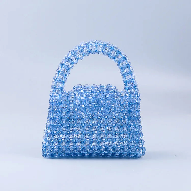 Women's Medium Arylic Geometric Streetwear Beading Weave Square Flip Cover Handbag