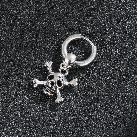 1 Piece Halloween Punk Skull Plating Stainless Steel Drop Earrings