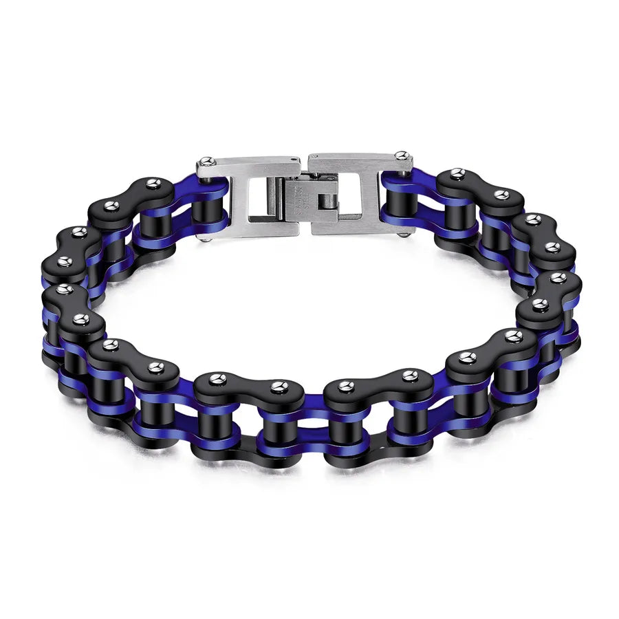 Hip-Hop Retro Color Block Titanium Steel Asymmetrical Irregular Men's Bracelets