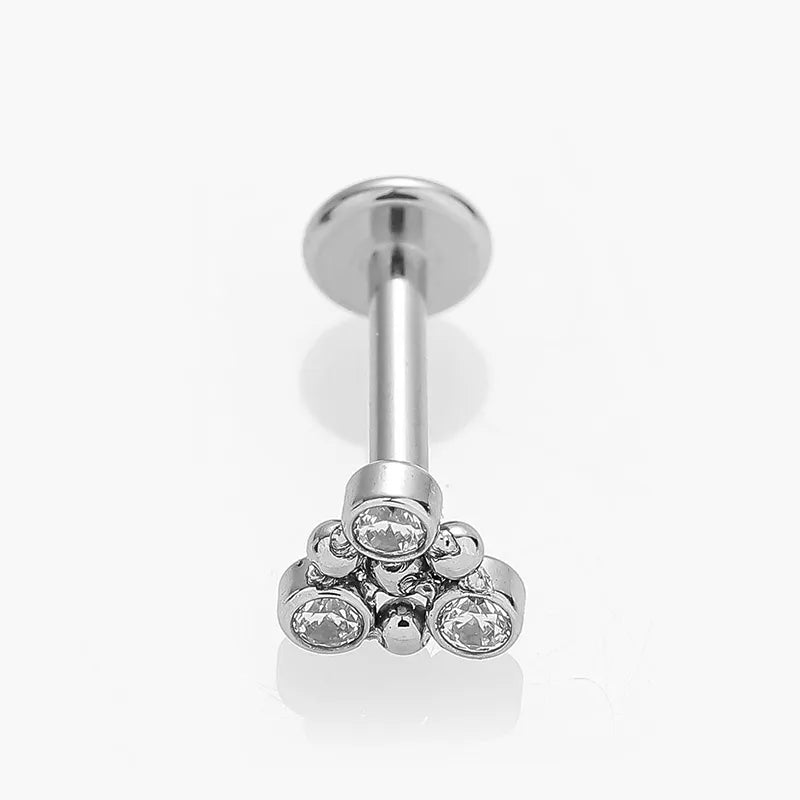 1 Piece Lip Rings Simple Style Classic Style Cross Flower 316L Stainless Steel  Polishing Zircon 18K Gold Plated Lip Rings Ear Cartilage Rings & Studs Nose Rings & Studs