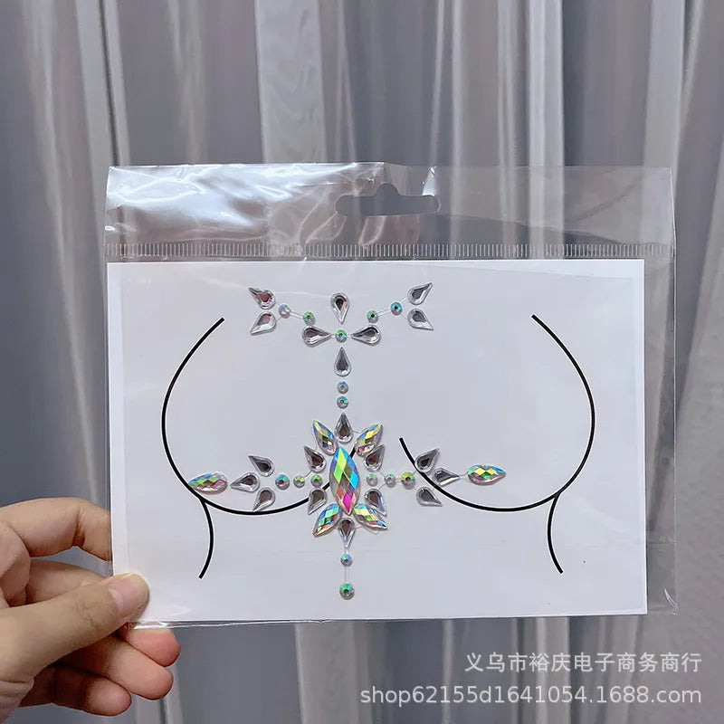 Halloween face stickers chest stickers body tattoo stickers resin acrylic Diamond stickers   tattoo stickers wholesale