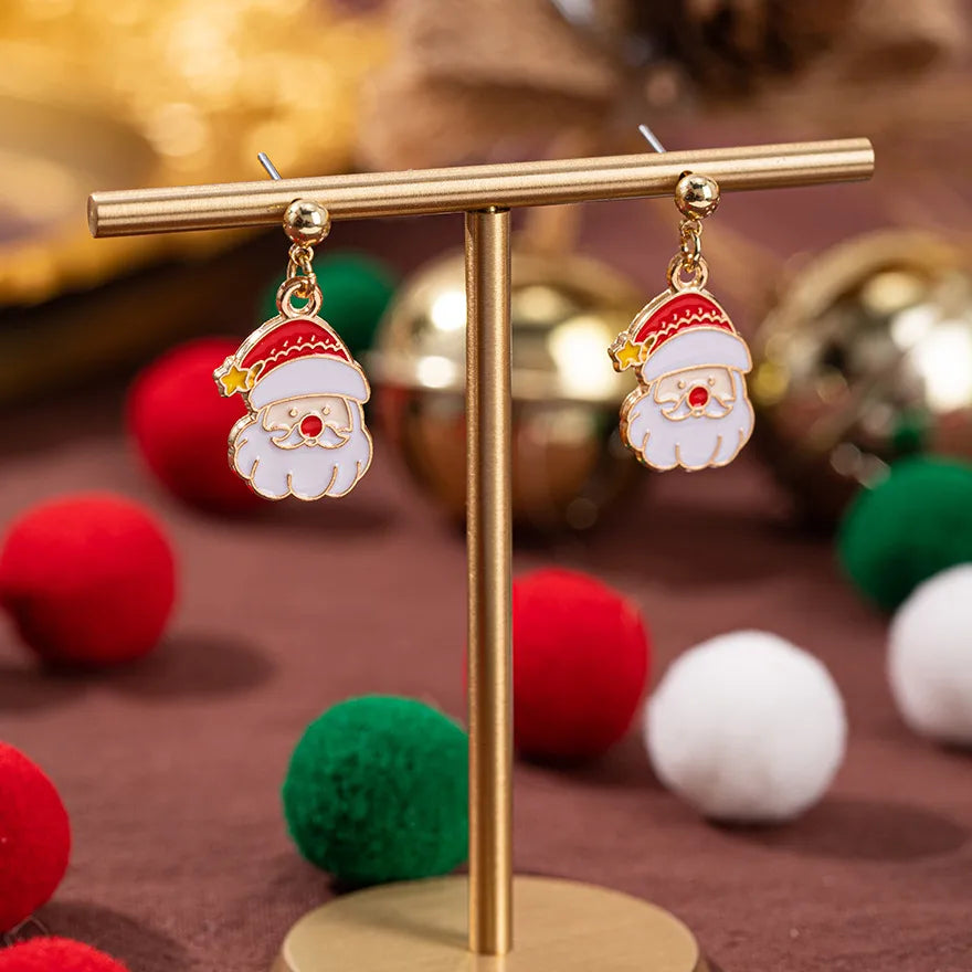 Christmas Theme Alloy Ear Cuff Drop Earrings  New Products Small Pendant Diy Accessories Christmas Hat