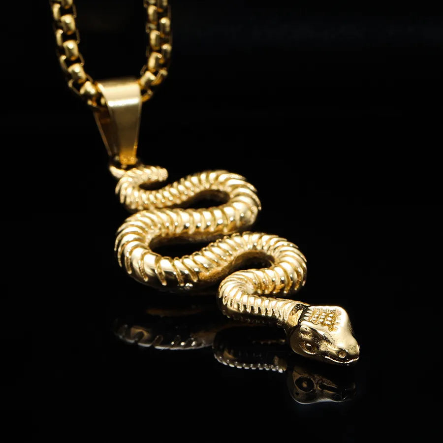 hip-hop retro snake titanium steel polishing men's pendant necklace