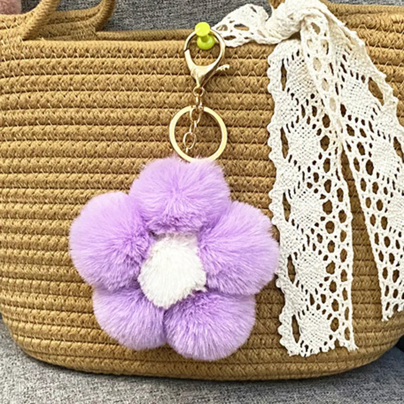 cute flower metal keychain