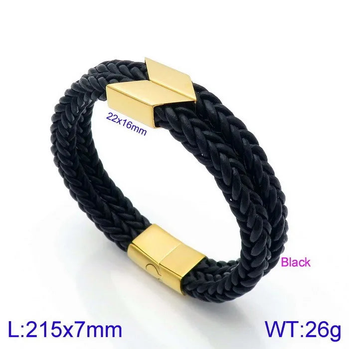Vintage Style Punk Geometric Stainless Steel Plating 18K Gold Plated Men's Bangle