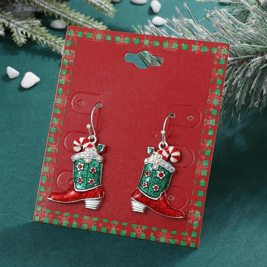 1 Pair Christmas Ethnic Style Christmas Socks Enamel Plating Alloy Drop Earrings