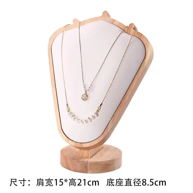 Walnut Texture Necklace Display Stand Mannequin Jewelry Showcase Window Display Props Luxury Wooden Real Material Exhibits