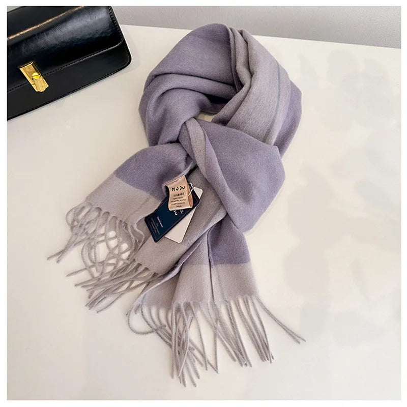 Women's Simple Style Solid Color Fleece Tassel Scarf