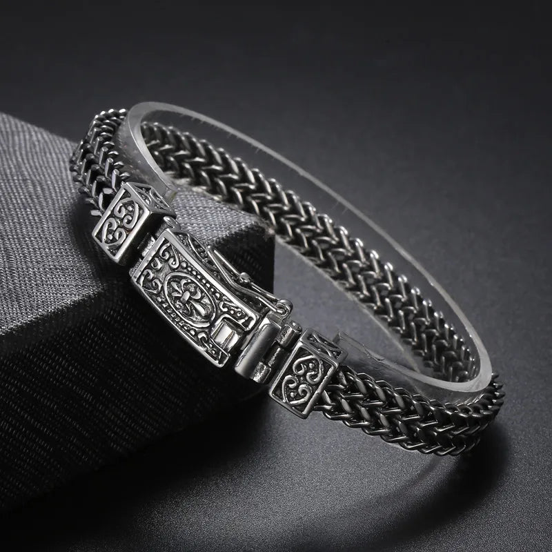 rock punk solid color stainless steel men's bracelets