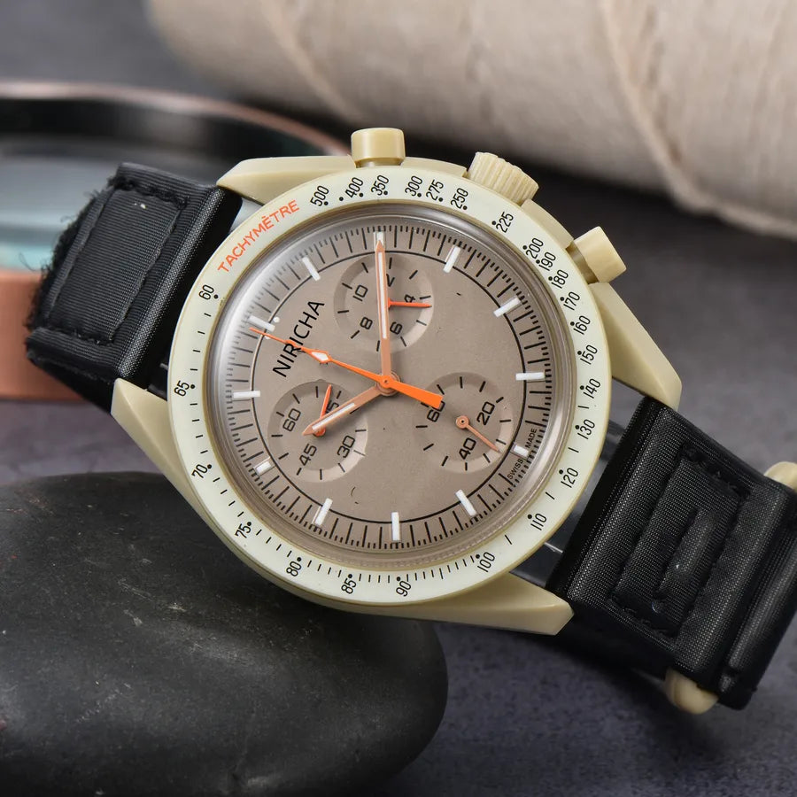 Foreign Trade Men's Niricha Oujia Glue Shell 6-Pin Super Luminous Quartz Watch Manufacturer Wholesale One Generation