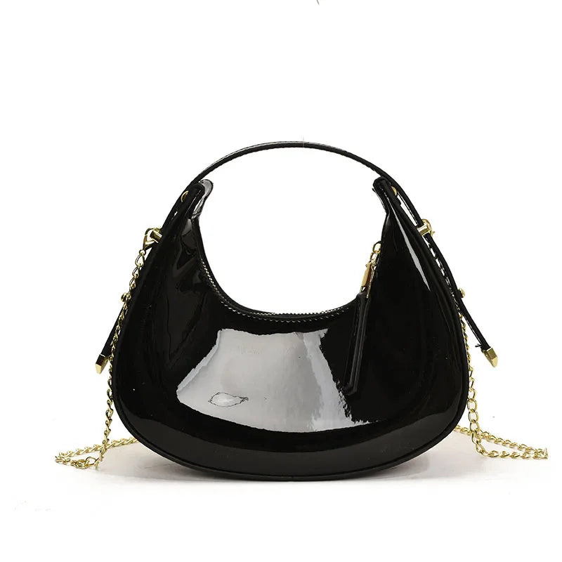 Women's Medium Pu Leather Solid Color Streetwear Sewing Thread Dumpling Shape Zipper Handbag Crossbody Bag