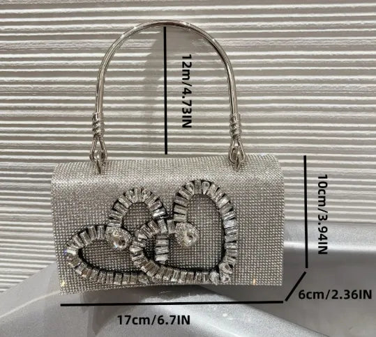 New  Hand Bag Full Diamond Bag Rhinestone Flower Chain Small Square Bag Handbag Shoulder Crossbody Evening Bag