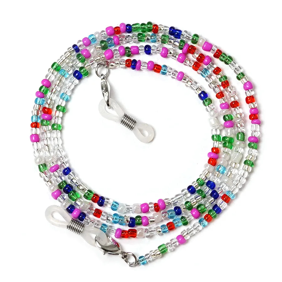 Amazon European and American wind mask chain color beaded chain Women's personality simple glasses chain star face mask rope