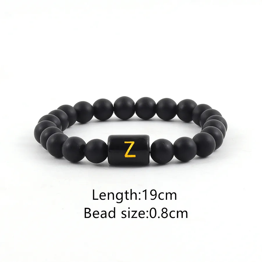 Elegant Vintage Style Simple Style Letter Glass Stone Men's Bracelets Men Beaded Bracelets
