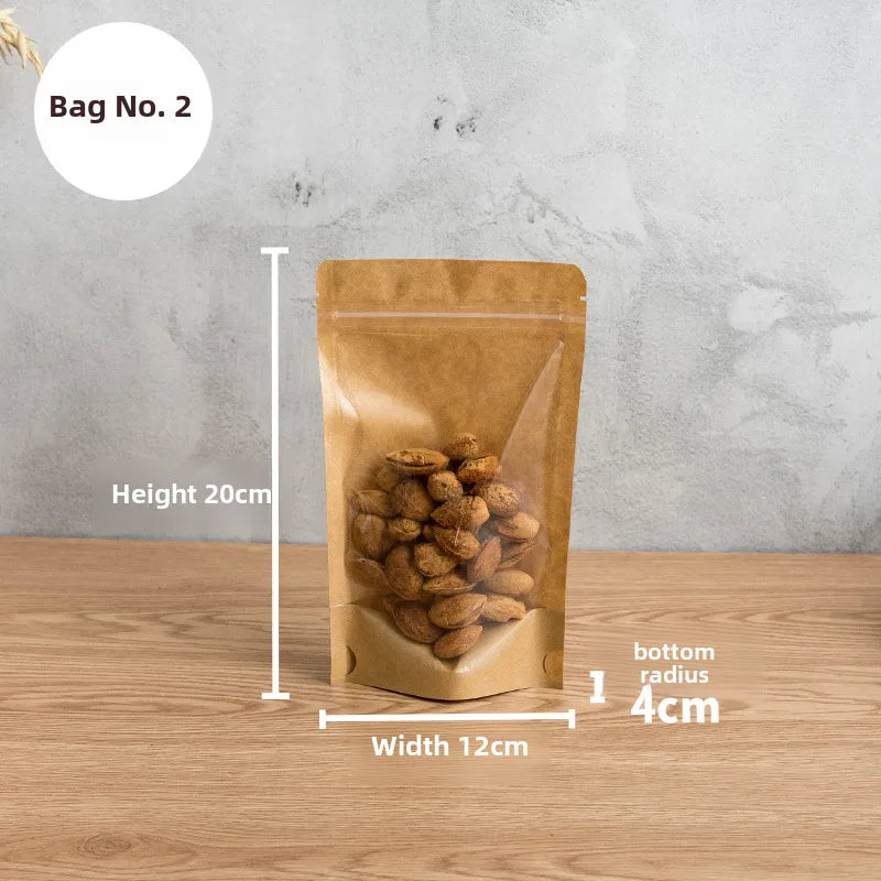 Yin and Yang Kraft Paper Self-sealing Bag Window Translucent Bag Tea Nut Food Packaging Bag Yin and Yang Self-sealing Bag