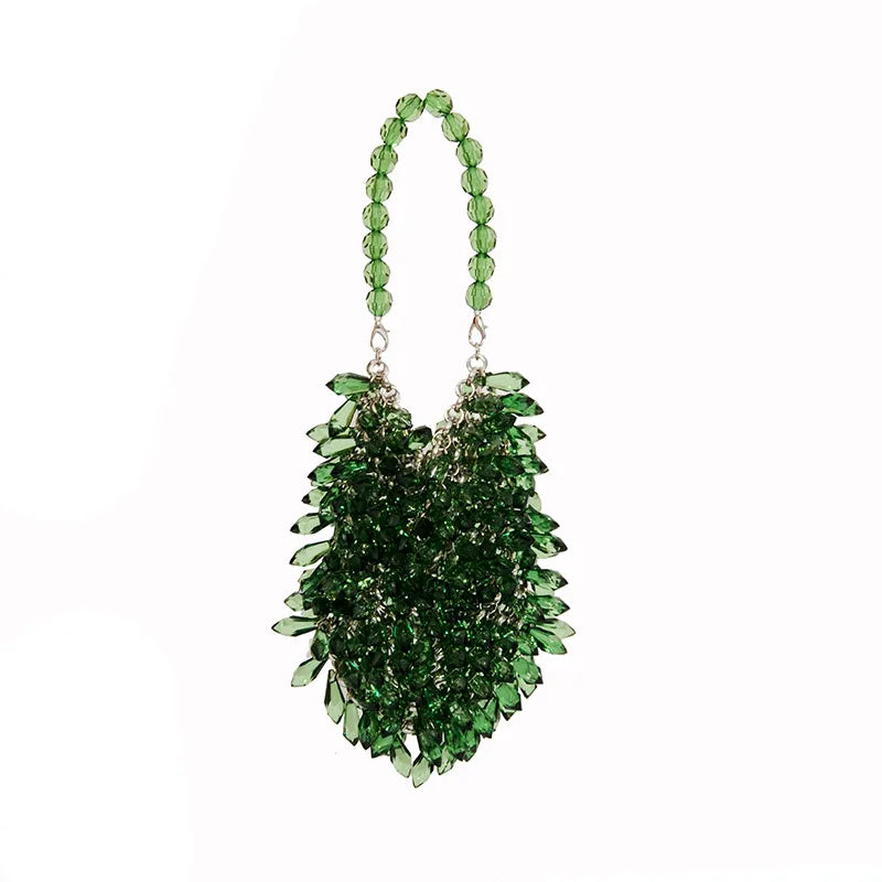 green brown gold arylic solid color weave bucket evening bags
