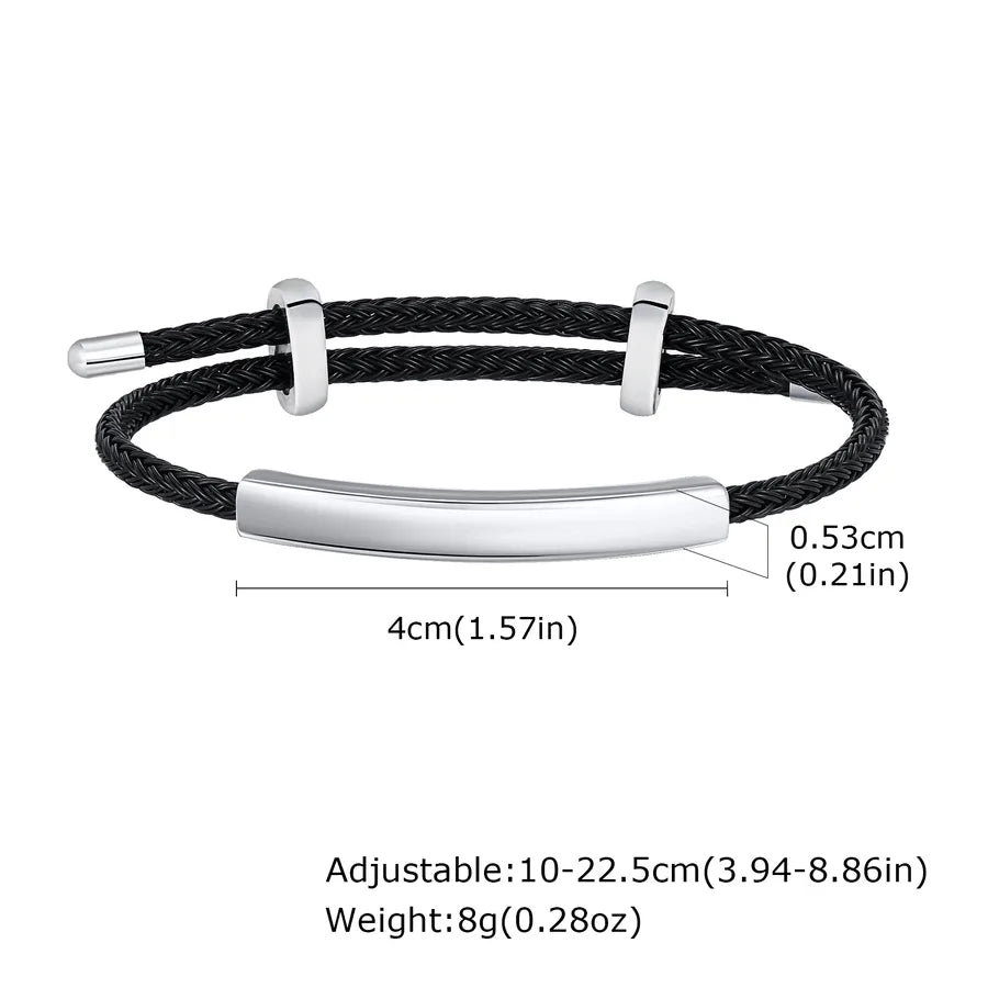 Commute Solid Color 201 Stainless Steel rope Men's Bracelets Men Cord & Leather Bracelets
