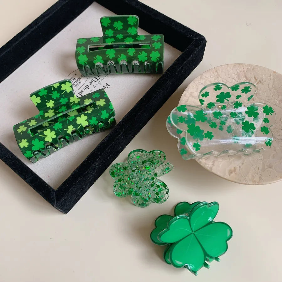Vacation Simple Style Women's Four Leaf Clover Arylic Hair Claws