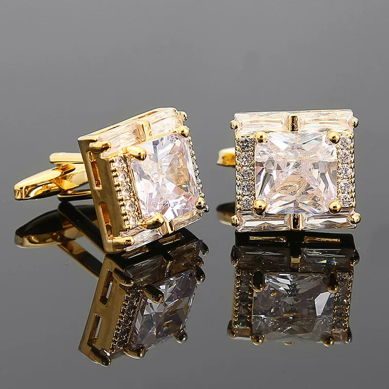 Simple Style Square Alloy Inlay Zircon Unisex Cufflinks 1 Pair