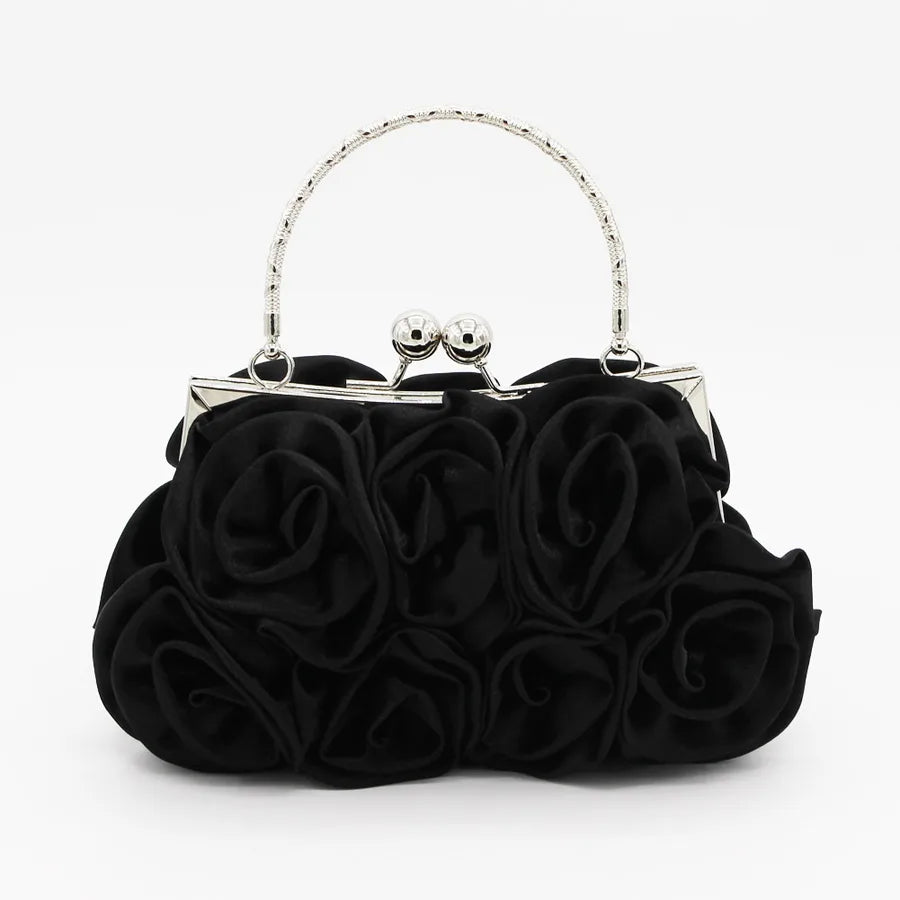 Sweet Elegant Rose Flower Handbag Evening Bag Bridal Maidsmaid Bridesmaid Handheld Crossbody Silk Satin Printed Floral Bag