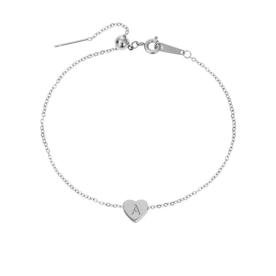 Wholesale Jewelry Beach Simple Style Commute Letter Heart Shape 304 Stainless Steel 14K Gold Plated Anklet