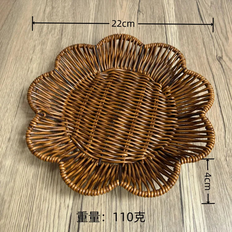 Simple Style Solid Color Imitation Rattan Storage Basket