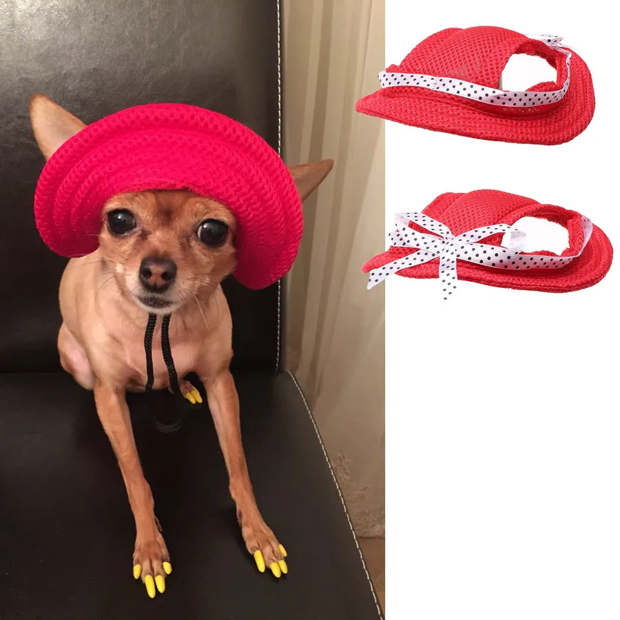 simple style canvas oxford cloth stripe pet hat