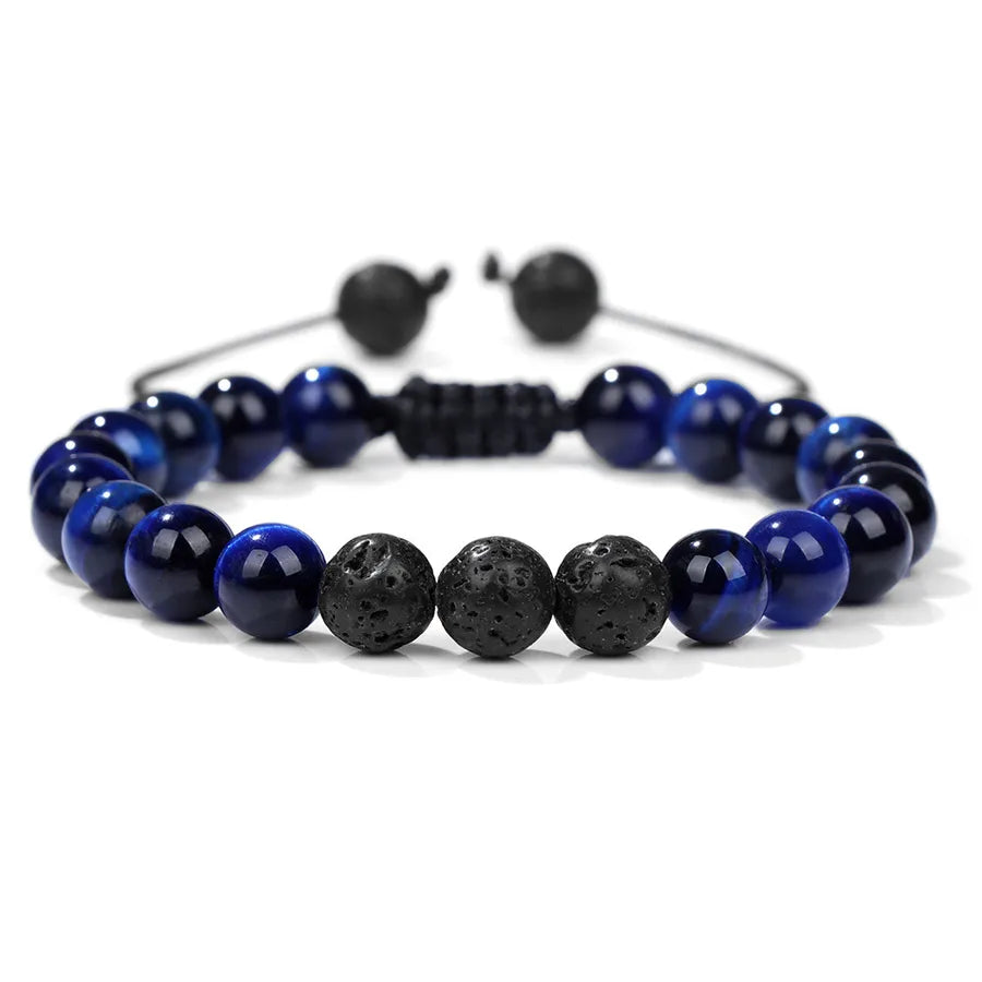 Retro Classic Style Geometric natural stone Volcanic rock Tiger Eye Bracelets In Bulk