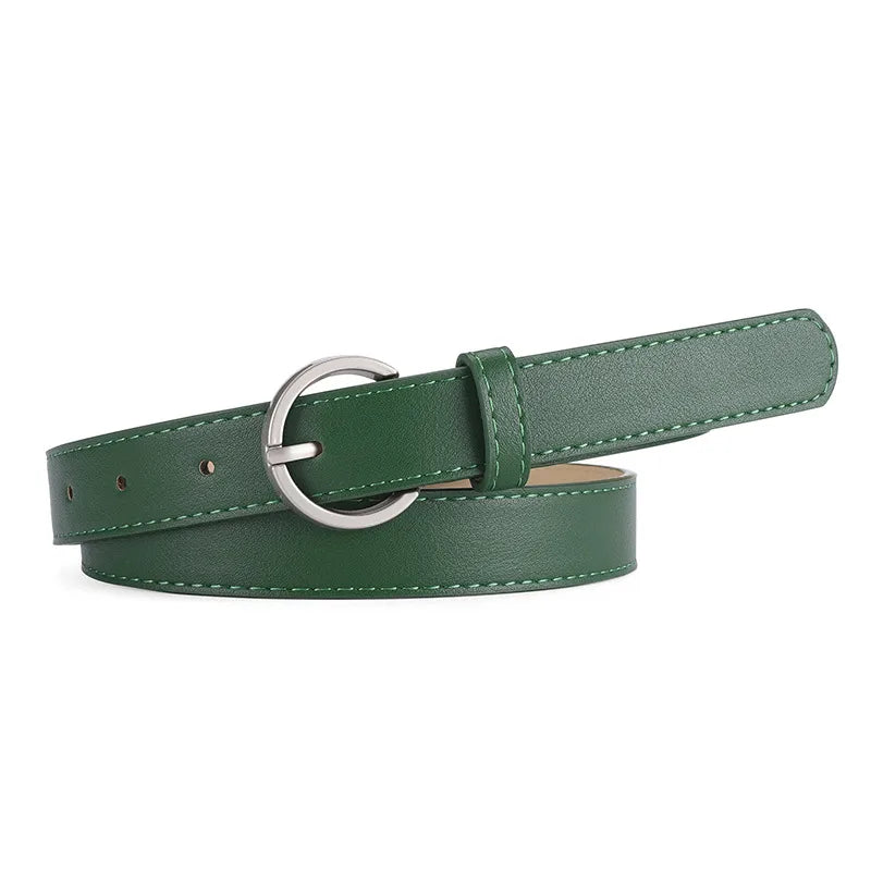 Basic Simple Style Solid Color Pu Leather Alloy Women's Leather Belts