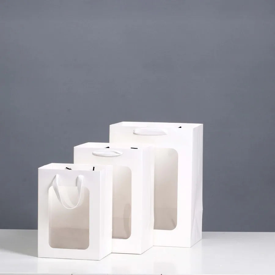 open window transparent gift bag teacher's day will sell paper bag flowers gift bag packaging hand gift window handbag