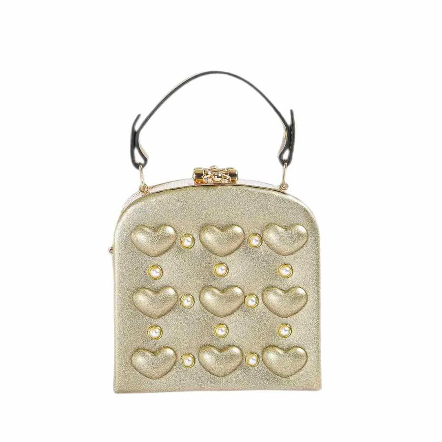 Pu Leather Heart Shape Solid Color Square Evening Bags