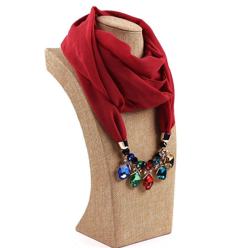 women's elegant solid color chiffon tassel scarf