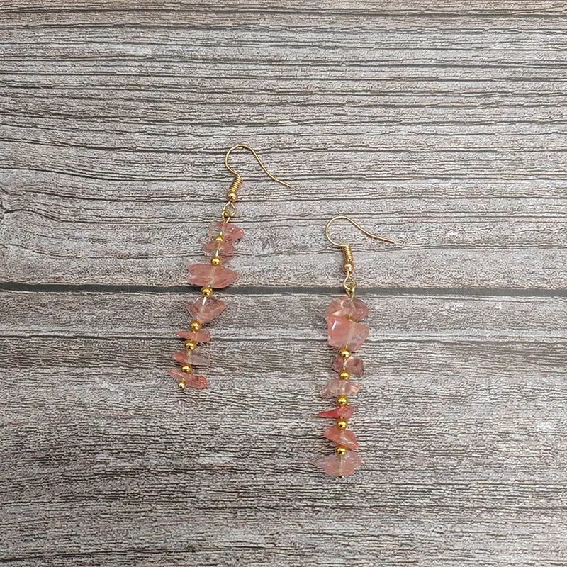 1 pair ethnic style geometric natural stone drop earrings