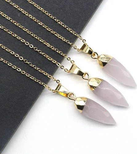simple style chili natural stone polishing pendant necklace