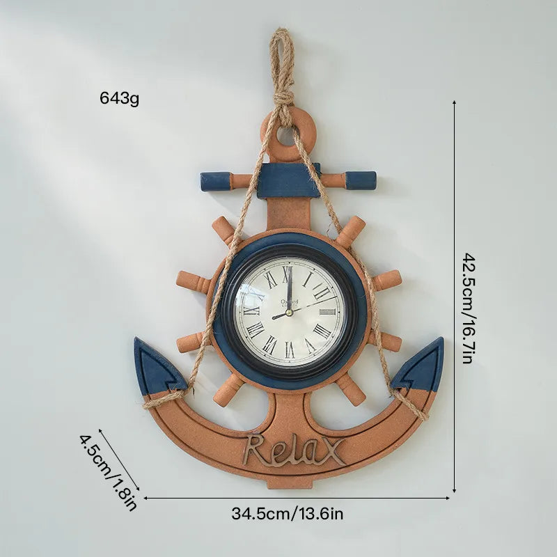 Vintage Style Marine Style Anchor Clock Density plate Wood pendant Wall Art