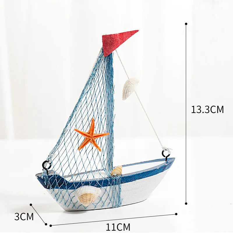 Marine Style Ship Wood Ornaments Artificial Decorations