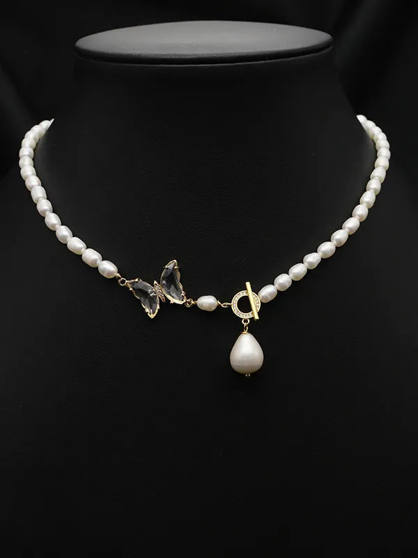 original design heart shape flower freshwater pearl plating 18k gold plated necklace