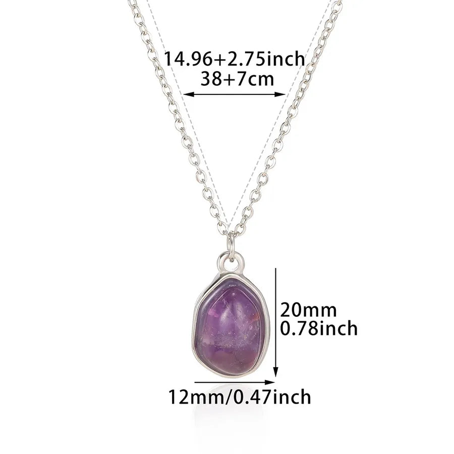 Wholesale Jewelry Casual Simple Style Geometric natural stone Titanium Steel Plating Pendant Necklace