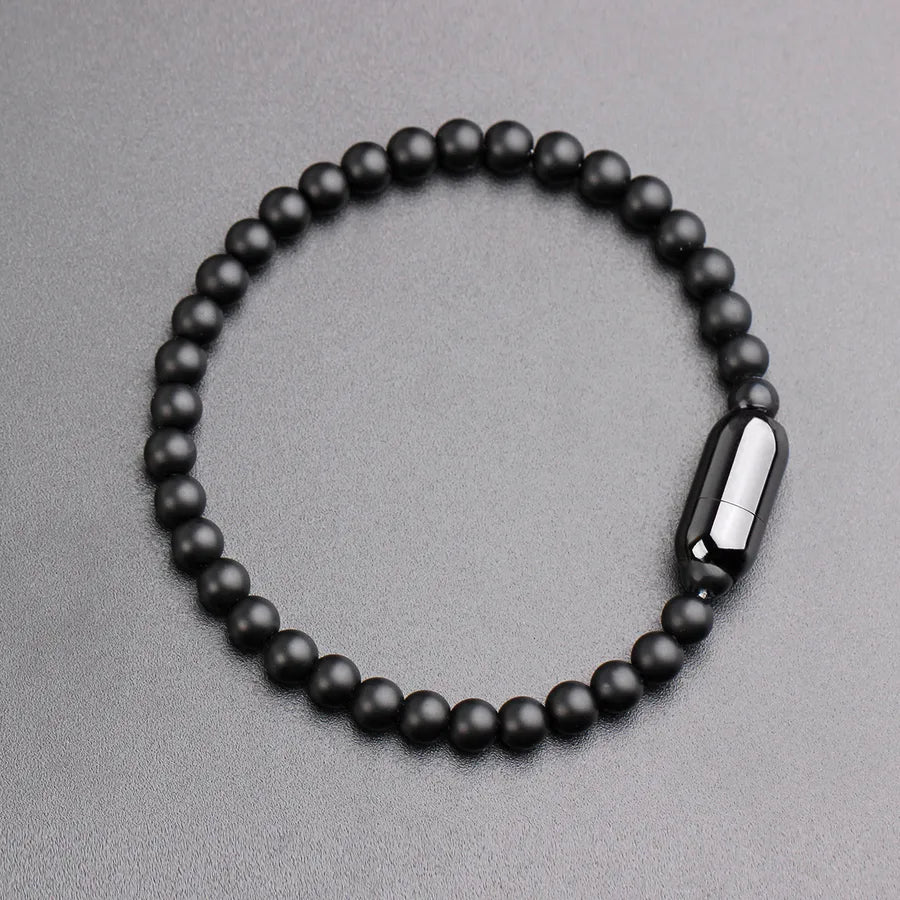 simple style solid color stone beaded men's bracelets