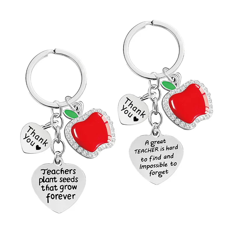 Keychain   dripping oil with Diamond Apple graduation season Thanksgiving Teacher's Day teacher gift metal keychain