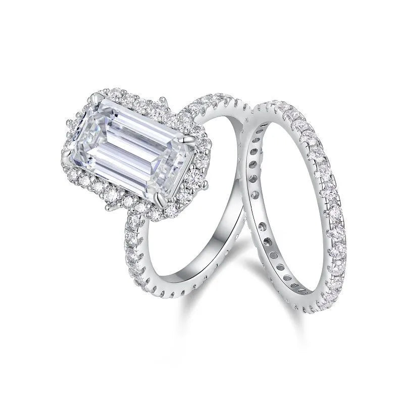 Moissanite 925 Sterling Silver Rings GRA Certificate Geometric Rings