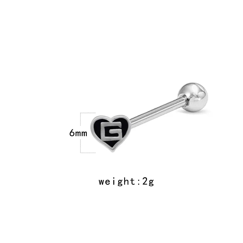 1 Piece Tongue Rings Funny Punk Animal Heart Shape Butterfly Stainless Steel Copper Painted Epoxy Inlay Acrylic Rhinestones White Gold Plated Tongue Rings