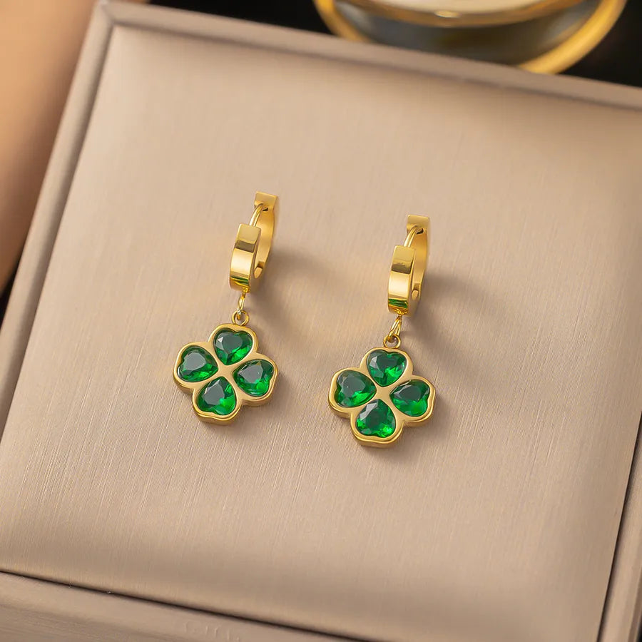 1 Pair IG Style Elegant Vintage Style Heart Shape Flower Butterfly 304 Stainless Steel Drop Earrings Ear Studs