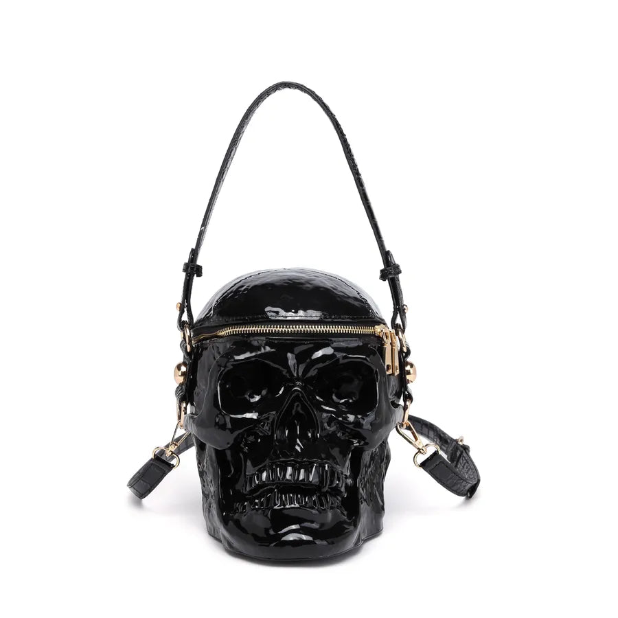 Halloween Unisex Medium Silica Gel Skull Vintage Style Round Zipper Handbag