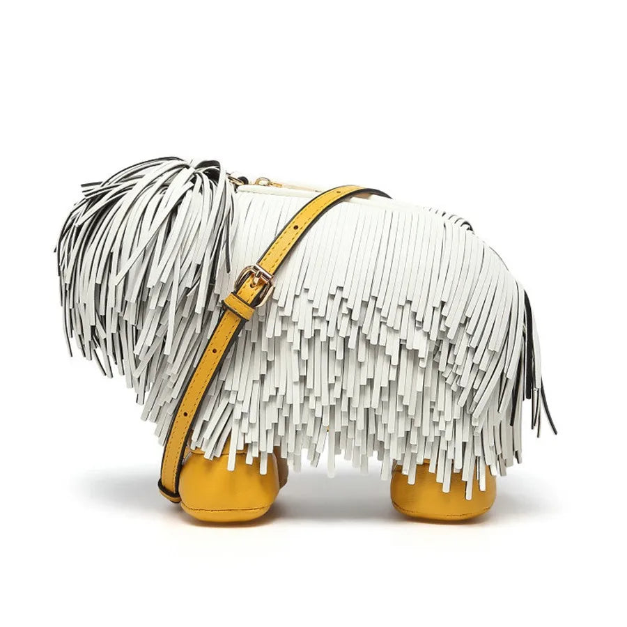Women's Medium Pu Leather Animal Cute Oval Zipper Shoulder Bag