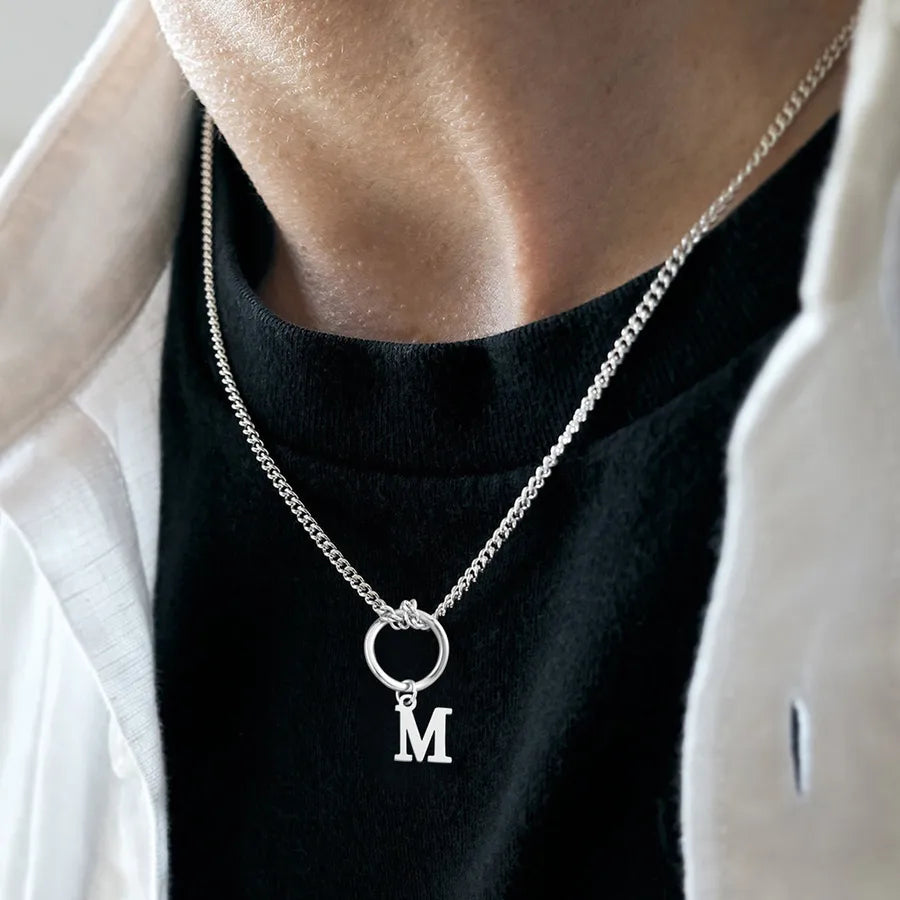 Wholesale Jewelry Retro Simple Style Classic Style Round Letter 201 Stainless Steel 304 Stainless Steel Curb necklace Pendant Necklace